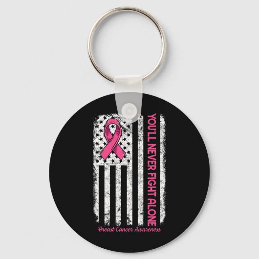 Porte-clés Vous ne combattrez jamais seul Drapeau Pink Breast (Recto)