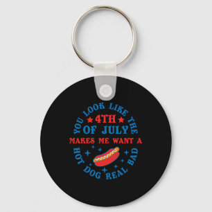 Porte-clés Vous Ressemblez Au 4 juillet Drôle Hot Dog 1776 P