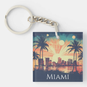 Porte-clés Voyage à Miami Floride Rétro Vintage