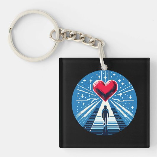 Porte-clés Voyage au coeur - Design d'art pixel émotionnel (Devant)