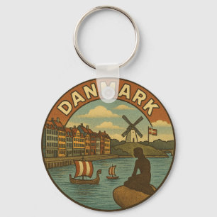 Porte-clés Voyage au Danemark Vintage