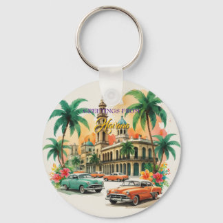 Porte-clés Voyage Cuba vintage - Salutations de La Havane