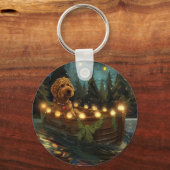 Porte-clés Voyage de fête de Noël Bernedoodle (Verso)