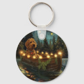Porte-clés Voyage de fête de Noël Bernedoodle (Verso)