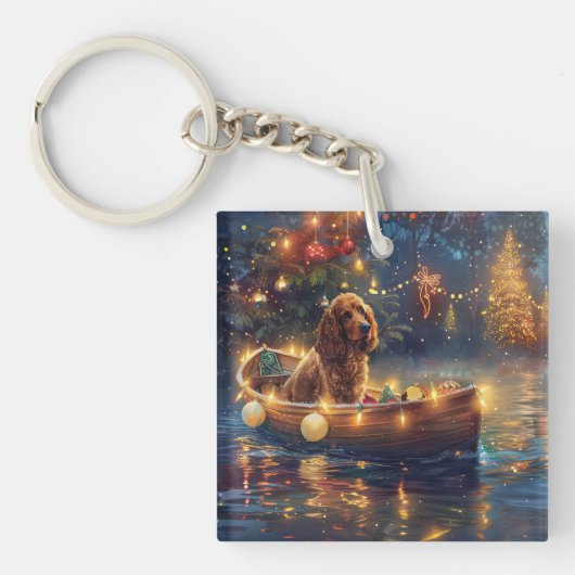 Porte-clés Voyage de Noël du Cocker Spaniel (Devant)