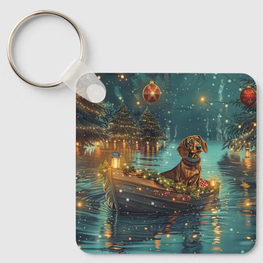Porte-clés Voyage de Noël festif du teckel (Recto)
