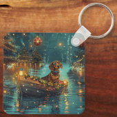 Porte-clés Voyage de Noël festif du teckel (Verso)