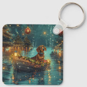 Porte-clés Voyage de Noël festif du teckel (Dos)
