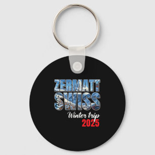 Porte-clés Voyage d'hiver à Zermatt en Suisse 2025 Ski Alpes