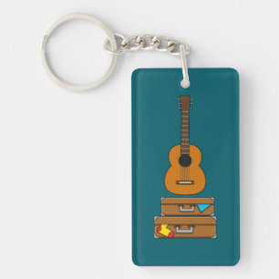 Porte-clés Voyage Heureux avec Bagages et Guitare