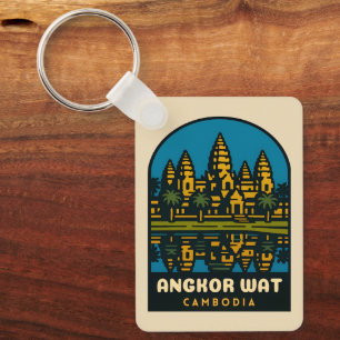 Porte-clés Voyage rétro vintage Angkor Wat Cambodge