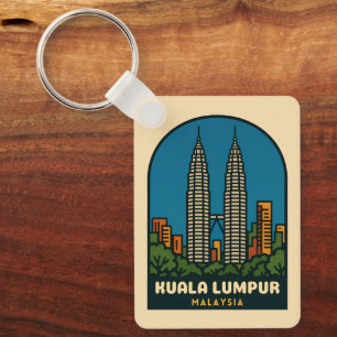 Porte-clés Voyage Vintage Kuala Lumpur Malaisie Style Rétro
