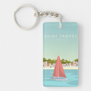 Porte-clés voyage vintage souvenir rétro Saint tropez france
