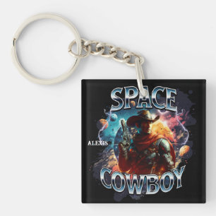 Porte-clés Vrai cow-boy de l'espace dans l'espace extra-atmos