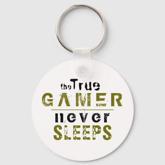 Porte-clés Vrai Gamer ne dort jamais Typographie Gamer (Recto)