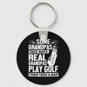 Porte-clés Vrais Grands-Pères Jouent au Golf Drôle de Golf Gr