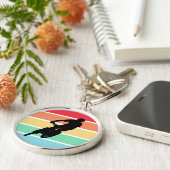 Porte-clés VTT sur Retro Rainbow Stripes porte - clé (Côté)