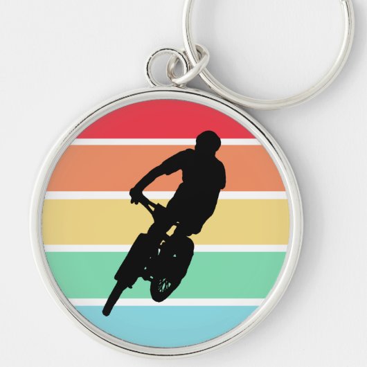 Porte-clés VTT sur Retro Rainbow Stripes porte - clé (Devant)