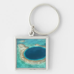 Porte-clés Vue aérienne de Blue Hole, voilier ancré