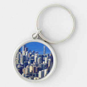 Porte-clés Vue aérienne de Chicago du centre avec le lac