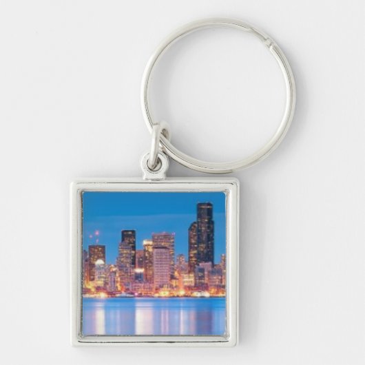 Porte-clés Vue bleue d'heure de Seattle du centre (Devant)