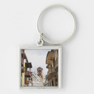 Porte-clés Vue d'angle faible des appartements le long de la