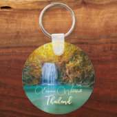 Porte-clés Vue d'automne de la cascade d'Erawan Thaïlande (Recto)