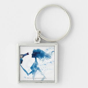 Porte-clés Vue de côté de femme séchant de longs cheveux