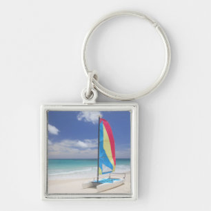 Porte-clés Vue de plage avec le voilier