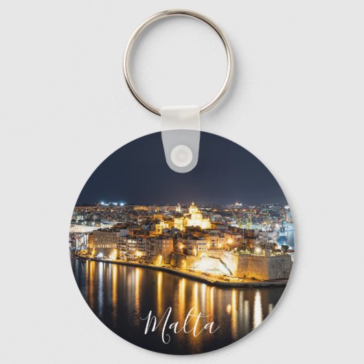 Porte-clés Vue de Trois villes à Malte la nuit (Recto)