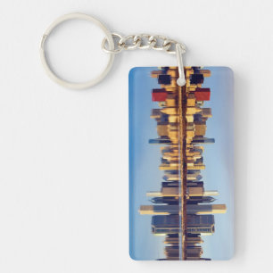 Porte-clés Vue d'horizon de Chicago avec la réflexion