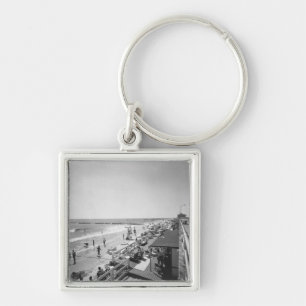 Porte-clés Vue élevée par B&W de promenade et de plage