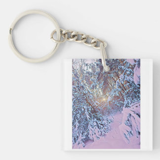 Porte-clés Vue forestière d'hiver
