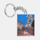 Porte-clés Vue nocturne des escaliers et de l'église à Split, (Devant gauche)
