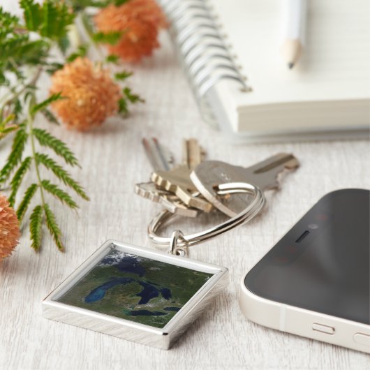 Porte-clés Vue satellite des Grands Lacs (Côté)