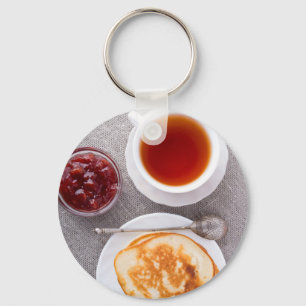 Porte-clés Vue supérieure d'un plat des crêpes chaudes avec