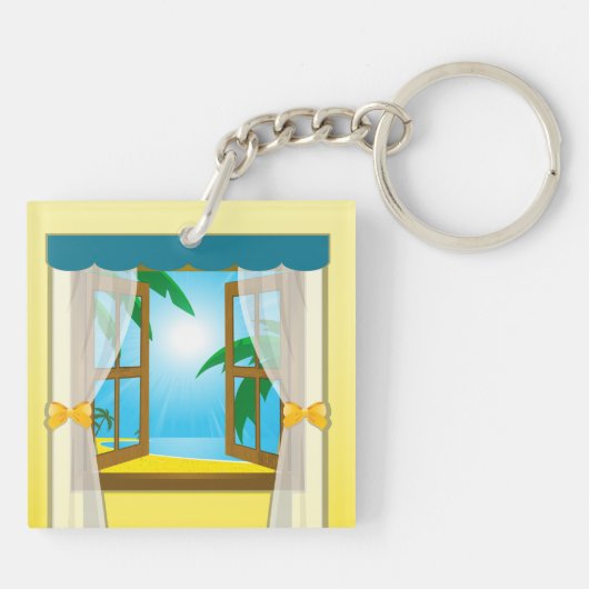 Porte-clés Vue sur la plage d'été (Dos)