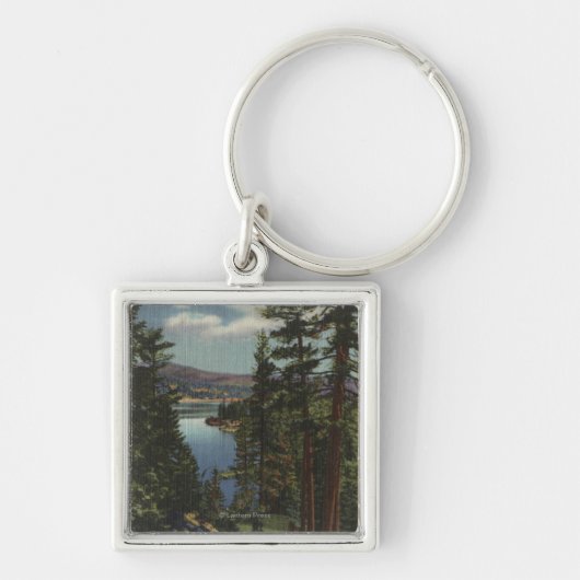 Porte-clés Vue sur le lac à travers les pins # 2 (Devant)