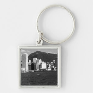 Porte-clés Vue vintage de gratte-ciel de la baie de Hong Kong