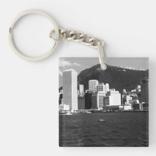 Porte-clés Vue vintage de gratte-ciel de la baie de Hong Kong