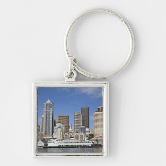Porte-clés WA, Seattle, panorama de Seattle avec ferry (Devant)