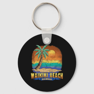 Porte-clés Waikiki Beach Hawaii Souvenir Vintage en détresse