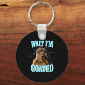 Porte-clés Wait I'm Goated Funny Thinking Monkey Meme Brainro (Recto)