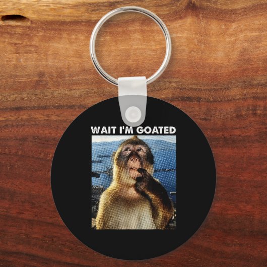 Porte-clés Wait I'm Goated Funny Thinking Monkey Meme Brainro (Recto)