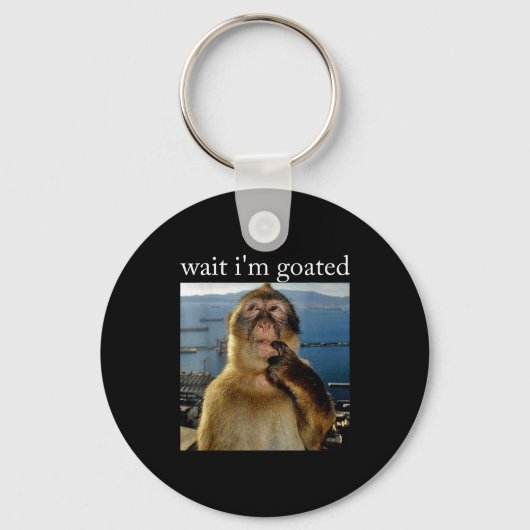 Porte-clés Wait I'm Goated Funny Thinking Monkey Meme Brainro (Recto)