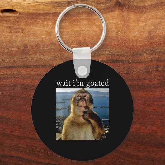 Porte-clés Wait I'm Goated Funny Thinking Monkey Meme Brainro (Recto)