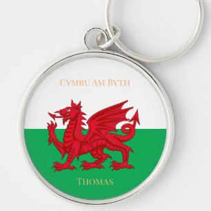 Porte-clés Wales For Ever Welsh Dragon Monogramme Nom