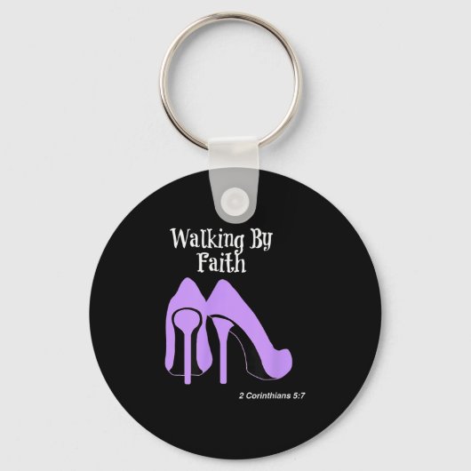 Porte-clés Walk By Faith Graphic Christian Design With Purple (Recto)