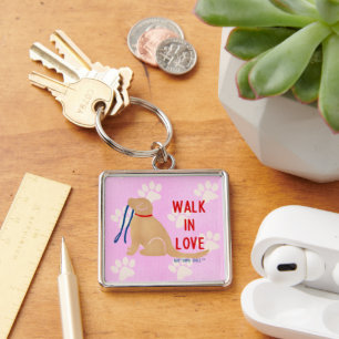Porte-clés Walk in Love Golden Retriever Dog Pink Magnet