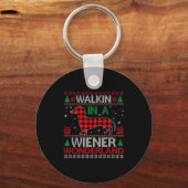 Porte-clés Walking In A Wiener Wonderland Funny Dachshund Chr (Recto)